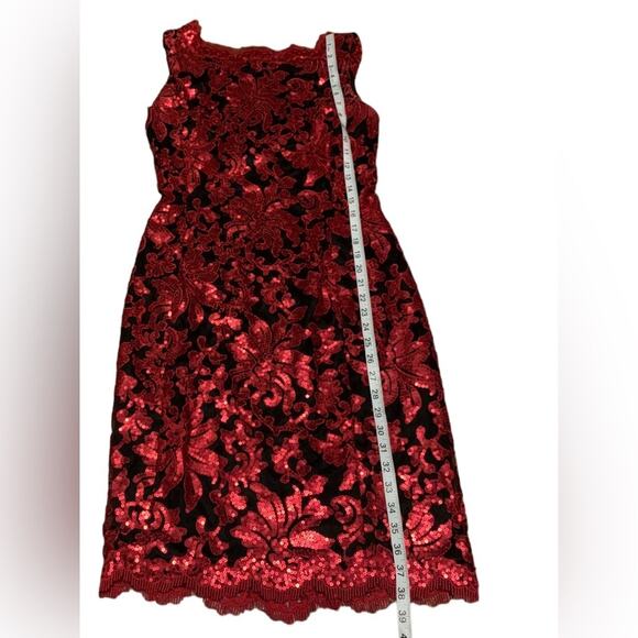 Tadashi Shoji Dress Sleeveless Sequined Black Red Size 4 - Picture 6 of 6